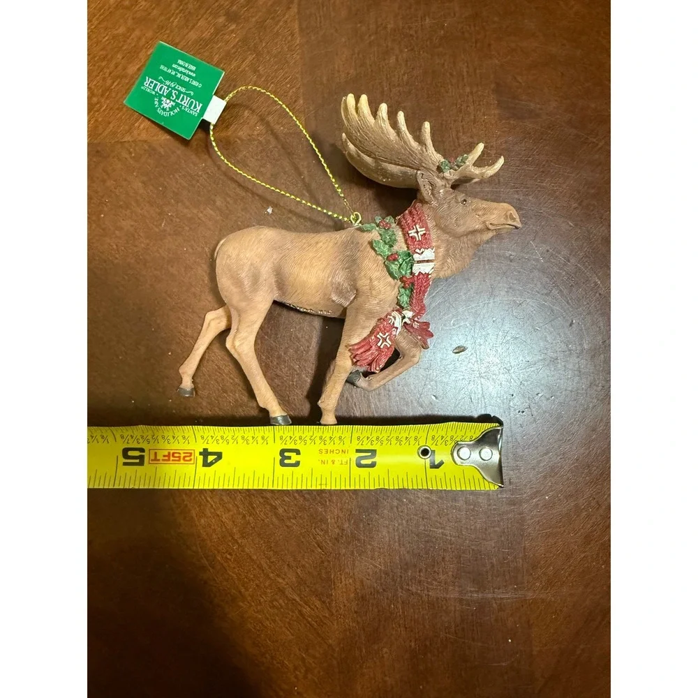 Kurt Adler Moose Christmas Ornament Festive Scarf Holly Berries‎ Hanging